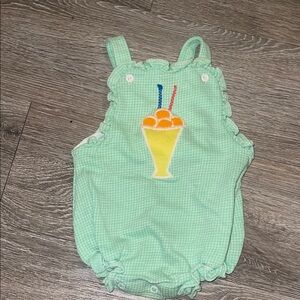 Carter's vintage baby Mint Green Baby Outfit romper green plaid baby girl  boy